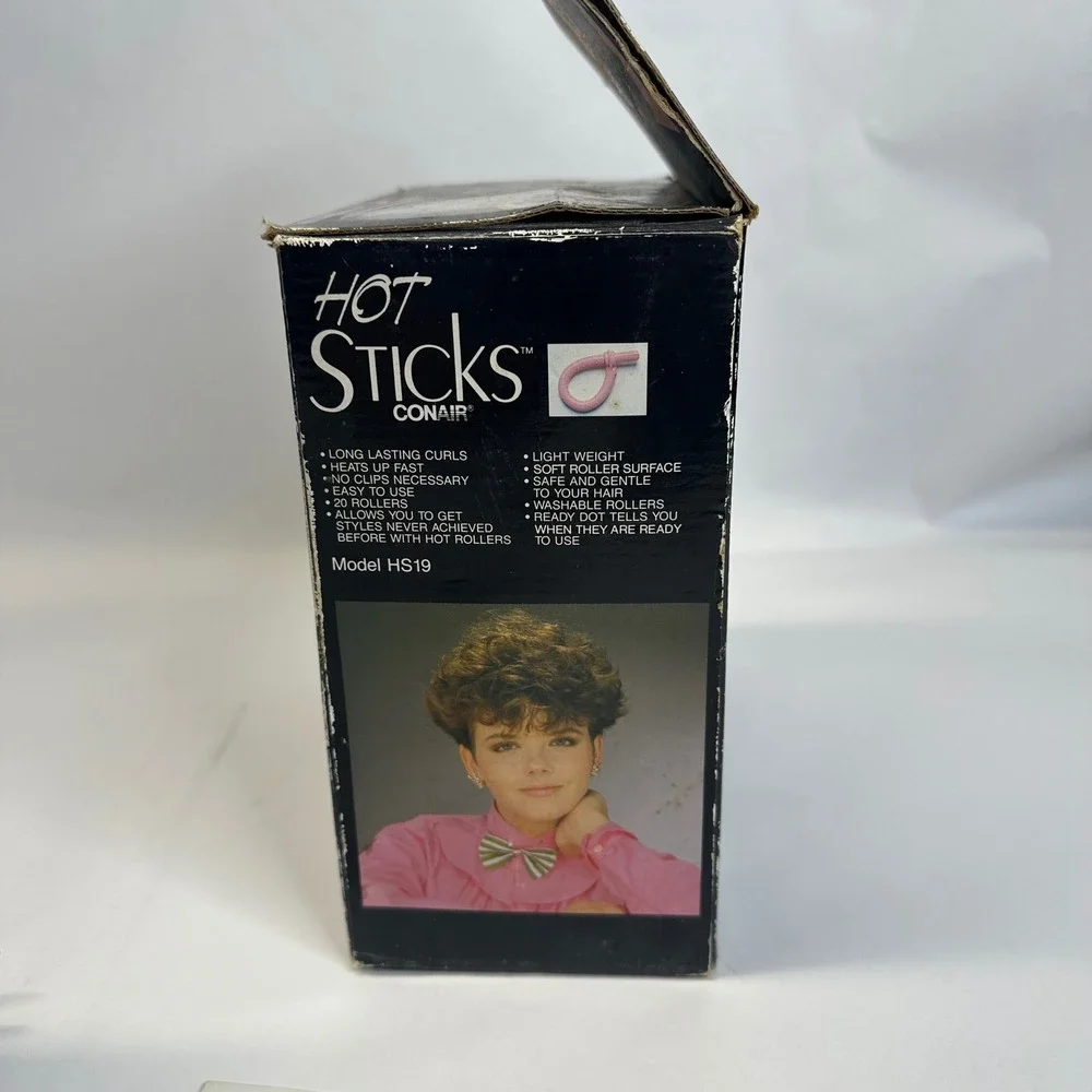 Conair Hot Sticks Instant Heat Hair‎ Rollers Model HS19 Vintage 20 Count Boxed